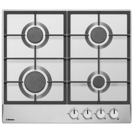 Marelvi - Plita pe gaz Hansa, 60 cm, comenzi frontale, aprindere electrica, gratare fonta, inox