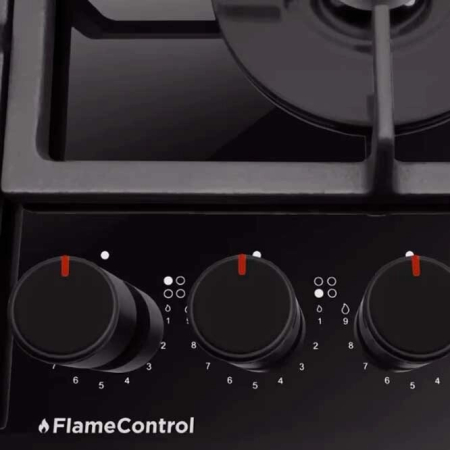 Plita pe gaz Hansa, gaz pe sticla, 60 cm, comenzi frontale, gratare de fonta, arzator WOK, flame control, 9 trepte de putere, negru [2]