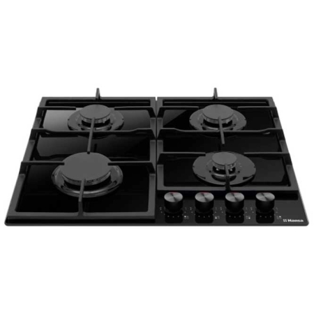 Plita pe gaz Hansa, gaz pe sticla, 60 cm, comenzi frontale, gratare de fonta, arzator WOK, flame control, 9 trepte de putere, negru [1]