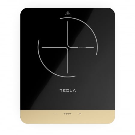 Produse HORECA - Plita portabila cu inductie Tesla IC401B, 2000W, 25x25cm, 8 niveluri putere, senzor touch control, sistem de stingere automata, Sticla, Negru/auriu