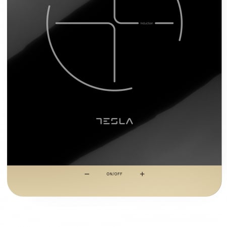 Plita portabila cu inductie Tesla IC401B, 2000W, 25x25cm, 8 niveluri putere, senzor touch control, sistem de stingere automata, Sticla, Negru/auriu [1]