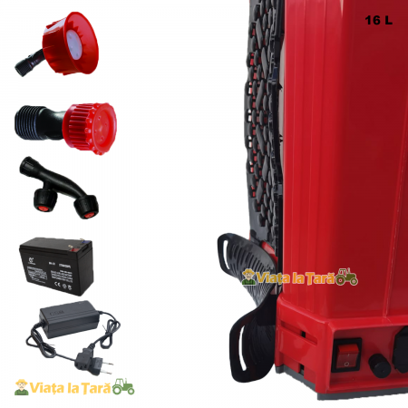 Pompa de stropit electrica si manuala 2 in 1, 16 litri, 6 bari, regulator presiune elefant cu baterie acumulator si manuala [5]