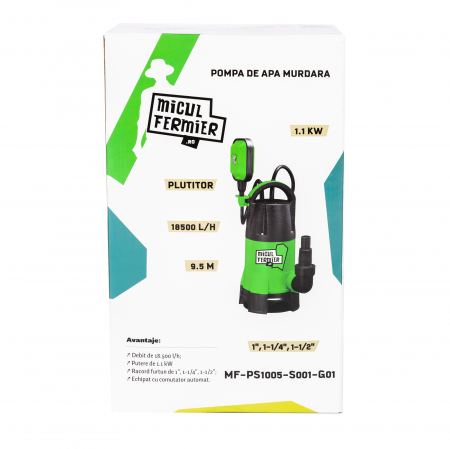 Pompa apa murdara cu plutitor, 1.1 kW, debit 18500l/h, Inaltime maxima 9.5m [13]