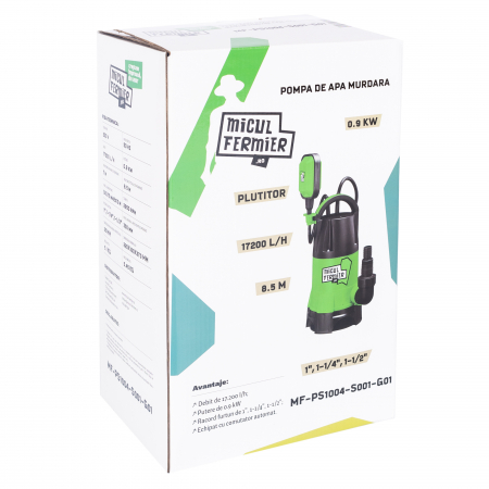 Pompa apa murdara cu plutitor, 900W, 17200l/h, 8.5m + Furtun insertie 1" pentru apa 50M Micul Fermier [7]