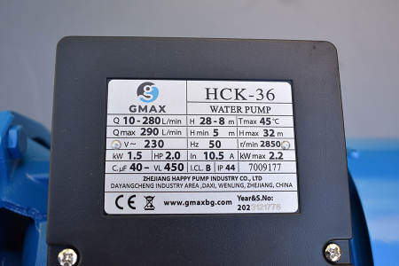 Pompă centrifugă apă Gmax HCK-36, 2 HP, 18 m³/h, Hmax 30 m, conexiune 1 1/2” [1]