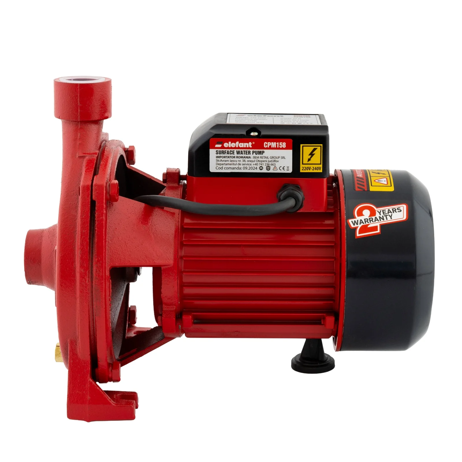 Pompa Centrifuga Elefant CPM 158, 750W, 2900rpm, debit 100 l/min, H max. 30 m, adancime 9 m [2]