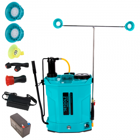GRADINA - Pompa de stropit 2 in 1 ( acumulator si manuala), debit 2.6 l/ min, 5 duze, presiune 5.5 bar, Detoolz16L, DZ-PA1007-S001-G01