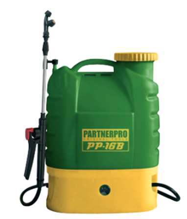 Pompe de stropit electrice - Pompa de stropit cu rezervor 16 Litri  cu acumulator reincarcabil  12Vdc - 8Ah PARTNER PRO PP16B , 3 duze, presiune 4 bari, tip rucsac