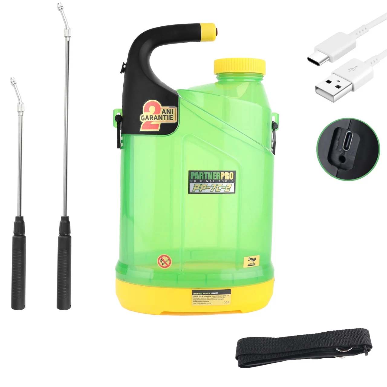 GRADINA - Pompa de stropit cu acumulator, 7L PartnerPro PP-7C -2, 5V/1A, incarcare USB