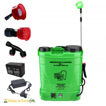 GRADINA - Pompa de stropit cu acumulator Micul Fermier 12L, 5.5 Bari, lance 80 cm, debit 2.6 L/min, acumulator 12 V, 8 Ah,MF-PA1005-S001-G01