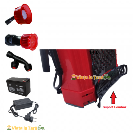 Pompa de stropit electrica si manuala 2 in 1, 16 litri, 6 bari, regulator presiune elefant cu baterie acumulator si manuala [1]