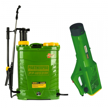 GRADINA - Pompa de stropit PartnerPRO PP-16SBM, 2 in 1, 12V/8Ah, electrica/manuala, 3 tipuri de stropiri + Atomizor portabil PARTNERPRO FS02, 100 W