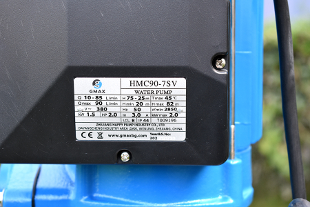 Pompă multietajată autoamorsantă verticală trifazată Gmax HMC90-7SV, 2 HP, 5,4 m³/h, aspiratie de la 8 m, Hmax 82 m, presiune 8,2 bar, 1 tol [2]