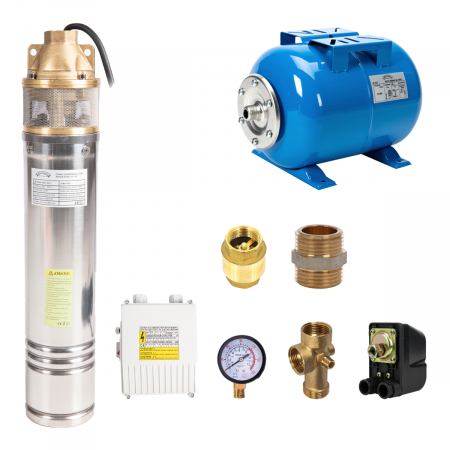 Pompe submersibile - Kit complet sistem hidrofor - Pompa submersibila 1,3kW 30/60m 3000l/h 1" FP, Micul Fermier GF-0744-S001-G02