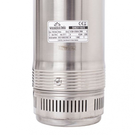 Pompa submersibila centrifugala multietajata Wasserkonig SI83110/5, diametru 5", putere 1900 W, debit 6600 l/h, inaltime refulare 83 m [3]
