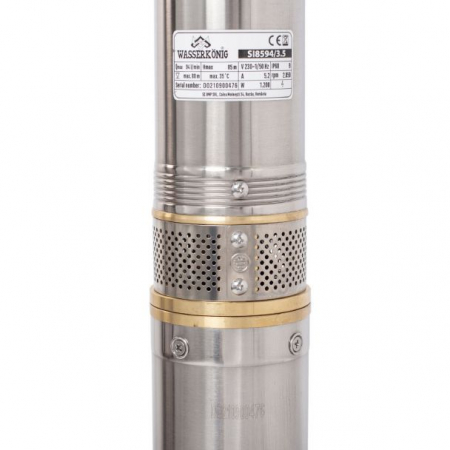 Pompa submersibila centrifugala multietajata Wasserkonig SI8594/3.5, diametru 3.5", putere 1200 W, debit 5640 l/h, inaltime refulare 85 m [3]