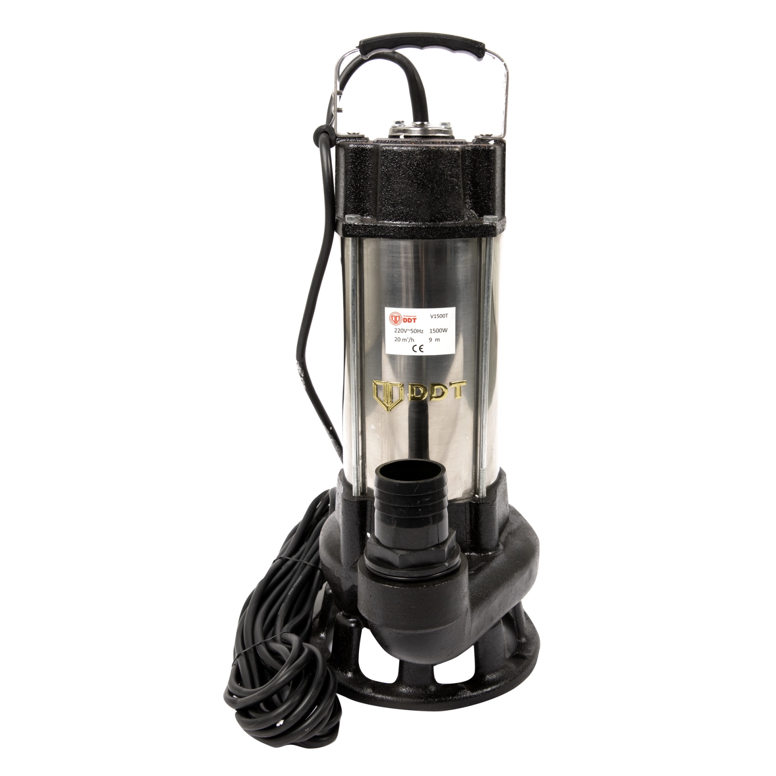 Pompe de apa murdara - Pompa submersibila cu dublu tocator pentru apa murdara, DDT, V1500T, 1500 W, Inox, debit 20 m³/h