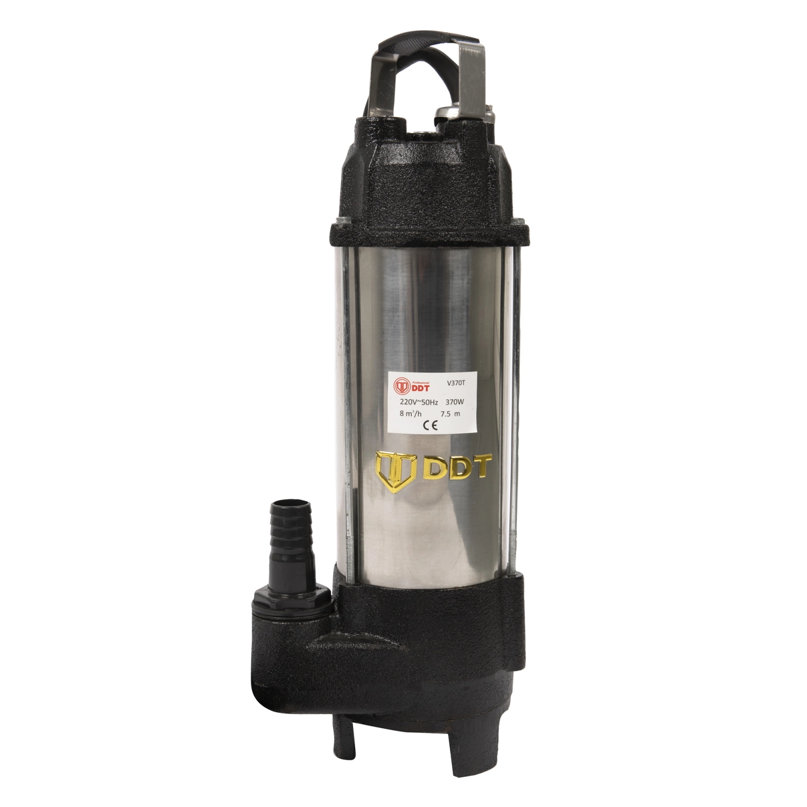 Pompa submersibila cu dublu tocator pentru apa murdara, DDT, V370T, Inox + Furtun apa, tip pompier, 1.5 toli, 50M [3]