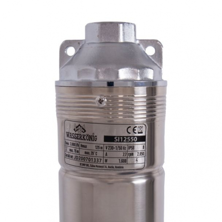 Pompa submersibila cu surub Wasserkonig SI12550, pentru ape curate, diametru 4", putere 1600 W, debit 3000 l/h, inaltime refulare 125 m [2]