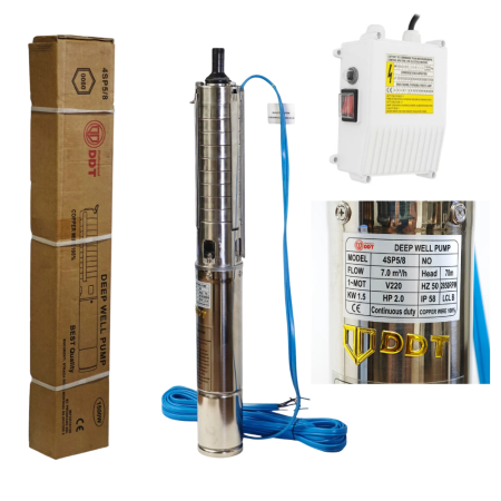 GRADINA - pompa submersibilă DDT 4SP5/8 1.5kW 7m3h refulare 70m bobinaj cupru 100 rezistentă la nisip