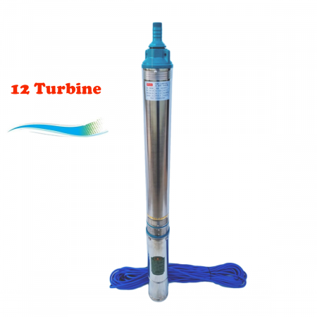 Pompa submersibila de mare adancime, 12 Turbine, cablu 30m inox, corp Inox, 10 m³/h, 160m, Aquamann Premium 4QJD2-60/12-0.75
