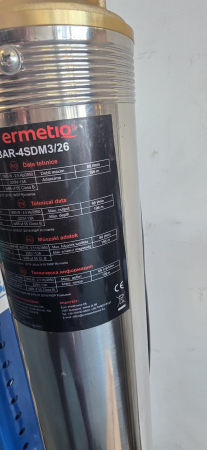 Pompa submersibila Ermetiq 4SDM3/26, 1800W, 26 turbine, Hmax 196 m, debit 5.3 mc/h, inox, cablu 30 m [2]