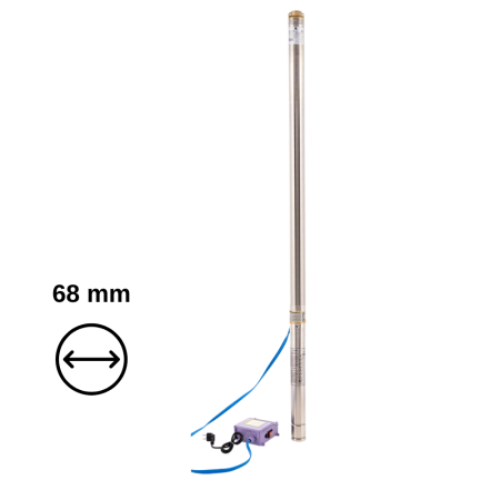 Pompe submersibile - Pompa submersibila Gmax 65QJD, diametru pompa 68 mm, debit 2.7 m3/h, putere 750 w, coloana de apa 104 m