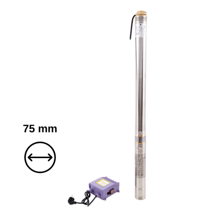 Pompe submersibile - Pompa submersibila Gmax 75QJD, diametru pompa 75mm, debit apa 2.8 m3/h, coloana apa 55 m, putere 370 w
