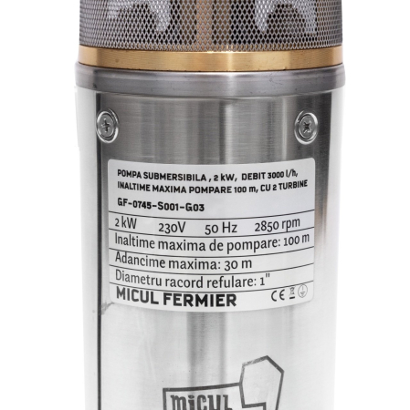 Pompa submersibila Micul Fermier 2kW, 3000 lh, scufundare 30 m, 2 turbine, 10 bari [2]