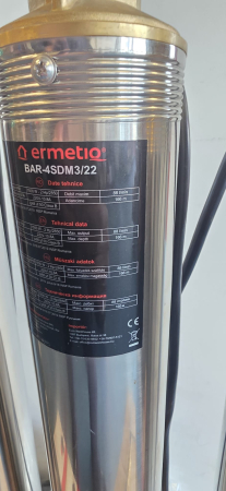 Pompa submersibila multietajata ERMETIQ BAR-4SDM3/22, 1.5 kW, 22 turbine, debit 5.3 m³/h, inox, cablu 30 m, diametru racord 1 1/2” [2]