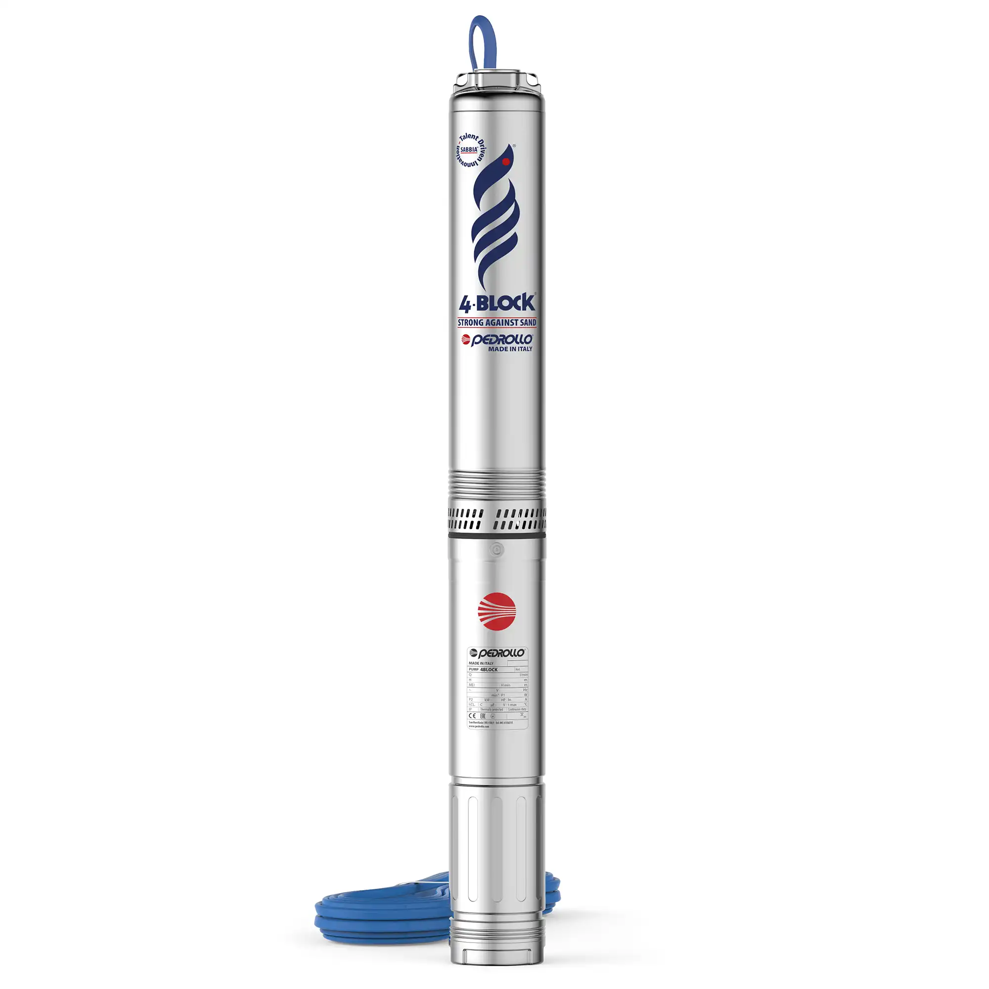 Pompe submersibile - Pompa submersibilă multietajată Pedrollo 4BLOCKm 4/13, 1100W, H max 102 m, debit 6 m³/h, cablu 20 m, inox