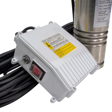 Pompă submersibilă RURIS Aqua 104, 1100W, 100 m, debit 1.8 m³/h, 4", pentru apă curată, inox, cablu 30 m, panou control, bobinaj cupru, 230V [1]