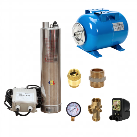 Pompe submersibile - Kit complet sistem hidrofor - Pompa submersibila SUPER – JAR5-5,5-22-M-F, debit 5.5 mc/h, putere 620 W, refulare 22 m