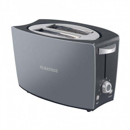 BUCATARIE - Prăjitor de Pâine Albatros Confort – 800W, 2 Felii, 8 Trepte de Prăjire, Termostat Reglabil, Funcții Decongelare & Reîncălzire, Ridicare Automată, Oprire Manuală, Design Modern și Ergonomic