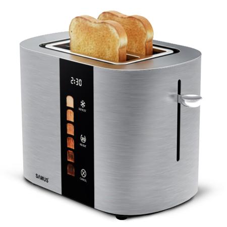 Prajitor de Paine Digital 800W, 2 Felii, Touch Control, Afisaj LED, 6 Trepte de Rumenire, Functie Dezghetare [1]