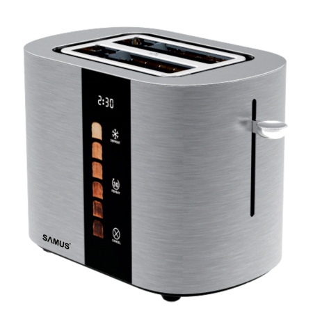 Prajitoare de paine - Prajitor de Paine Digital 800W, 2 Felii, Touch Control, Afisaj LED, 6 Trepte de Rumenire, Functie Dezghetare