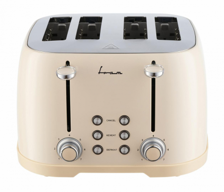 BUCATARIE - Prajitor de paine FRAM FTP-800CR, 1600W, 4 felii, 6 nivele de rumenire, tavita detasabila pentru firimituri, Crem