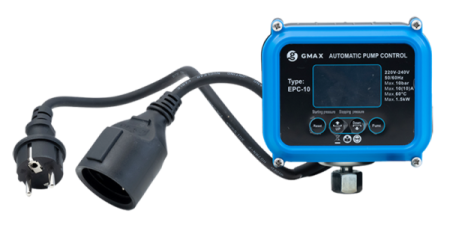 Pompe de suprafata - Presostat electronic EPC-10 Gmax cu display digital, protecție la funcționare uscată, reglare presiune 0.5–9.5 bari, IP65, 1/4"