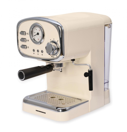 Espressoare, cafetiere si rasnite - Espressor Manual Heinner HEM-1100CR, 1100 W, 15 Bar, Rezervor Apă 1,25 L, Espresso și Cappuccino, Sistem Spumare Lapte, Boiler Aluminiu, Filtru Inox 2 Cești, Termometru