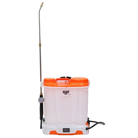 Cantare de cantarit - Pulverizator electric RURIS RSE 1200, rezervor 12 L, baterie 12V 8Ah, autonomie până la 4 ore, presiune de lucru 0,15-0,4 MPa, lance metalică, display și manometru, 4 tipuri de duze incluse