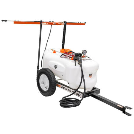 Cantare de cantarit - Pulverizator electric tractat RURIS RS TANK 10000, rezervor 100 L, pompă electrică 12V, presiune 5,5 bari, debit 3,1 L/min, furtun 5 m, lance metalică, 4 duze de pulverizare