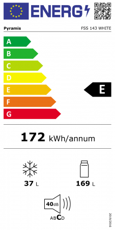 Pyramis FSS 143 White – frigider cu două uși, 206 L, clasa E, răcire statică, iluminare LED și design compact și modern [2]