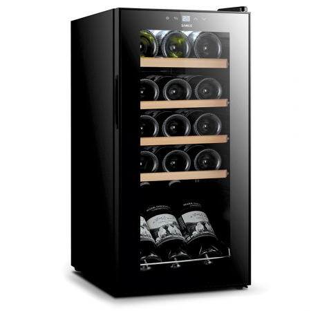 BUCATARIE - Racitor vinuri Samus SRV48LMC, 44 litri, clasa G, termostat reglabil, racire cu compresor, iluminare interioara LED, control tactil cu afisaj electronic, 69 x 34.5 x 45 cm