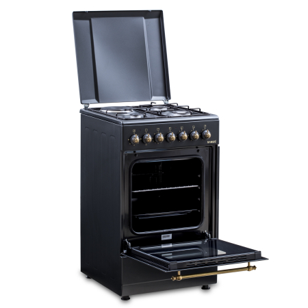 Resigilat - Aragaz Rustic Samus SR550EL3B1 – 3 Arzătoare pe Gaz + 1 Electric, + Diuze GPL, Cuptor Electric 48L, Clasa Energetică A, Negru [10]