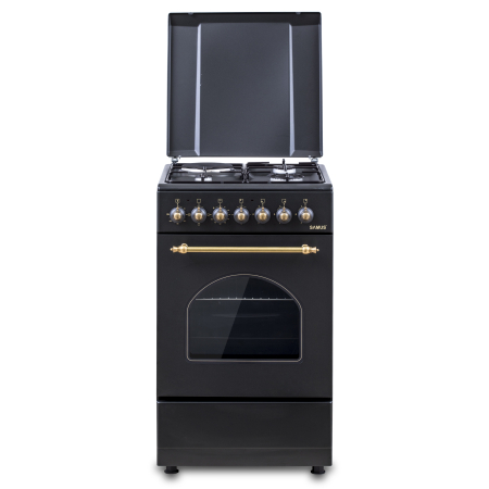 Aragazuri si plite - Resigilat - Aragaz Rustic Samus SR550EL3B1 – 3 Arzătoare pe Gaz + 1 Electric, + Diuze GPL, Cuptor Electric 48L, Clasa Energetică A, Negru