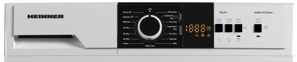 Resigilat - Uscator de rufe Heinner HHPD-V7T1CHA++, Pompa de caldura, 7 kg, 15 programe, Clasa A++, Display LED, Lumina cuva, Blocare acces copii, Alb [2]