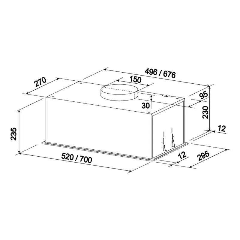 Hota Incorporabila Tornado Modul Sensor 1200 (70) LED, 1 motor Turbo, latime 70 cm, absorbtie 1200 m3/ora, filtru anti-grasimi aluminiu 5 straturi, Alb [3]