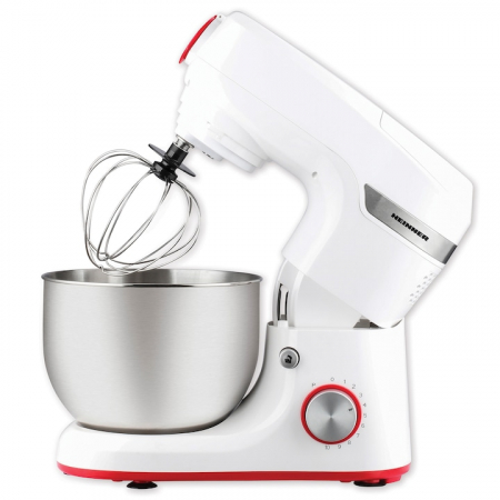 Robot de bucatarie Heinner HPM-1000WH, 1000W, accesoriu masina de tocat si blender, bol 5.5 L, 10 viteze + pulse, Alb [3]