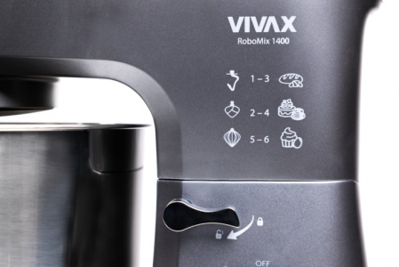 Robot de bucatarie Vivax RM-61400SX, 1400W, capacitate 6L, 6 trepte de viteza, functia Pulse, 3 accesorii detasabile, gri/argintiu [7]