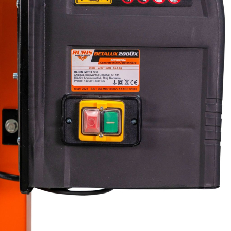Betonieră Electrică RURIS BETALUX 2000X  950 W, Cuva 200 L – Puternică, rezistentă IP44, cu pedală de picior și roți 10”, ideală pentru lucrări rapide și eficiente pe șantier [1]